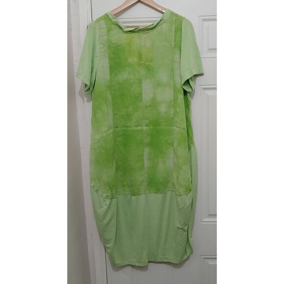 Zedd plus womens 2xl plus size lime green maxi linen minimalist vacation dress - Picture 4 of 8